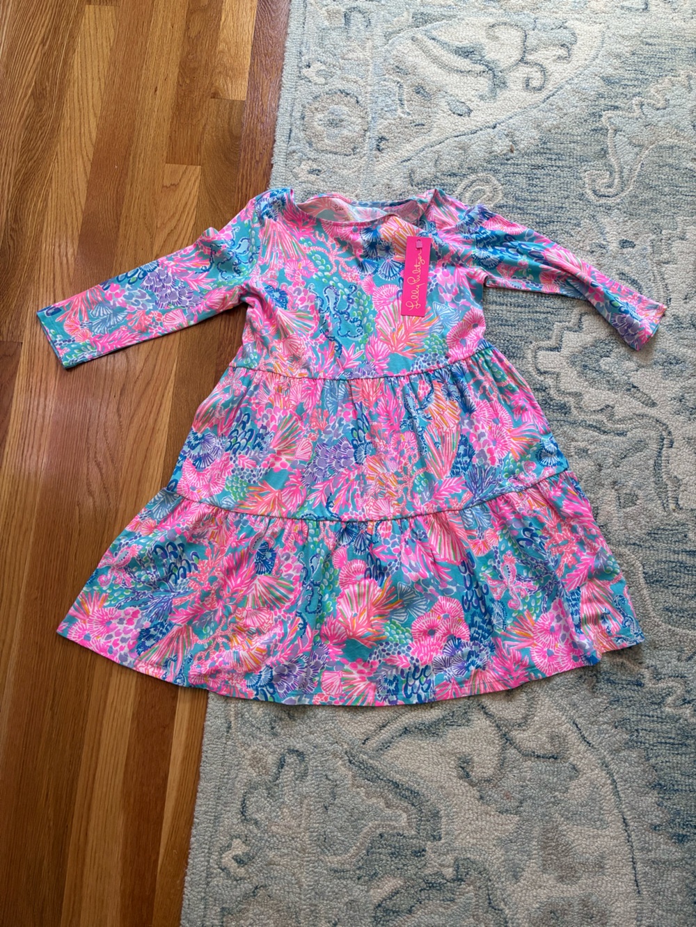 Lilly Pulitzer Pink, Aqua & Blue Floral Long-Sleeve Girls Dress